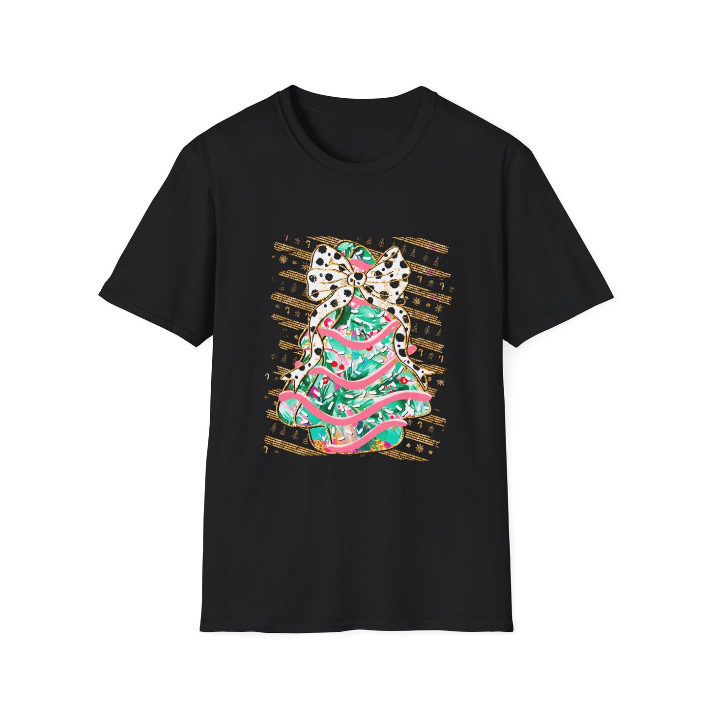 Christmas Tree With Green Bow Softstyle T-Shirt