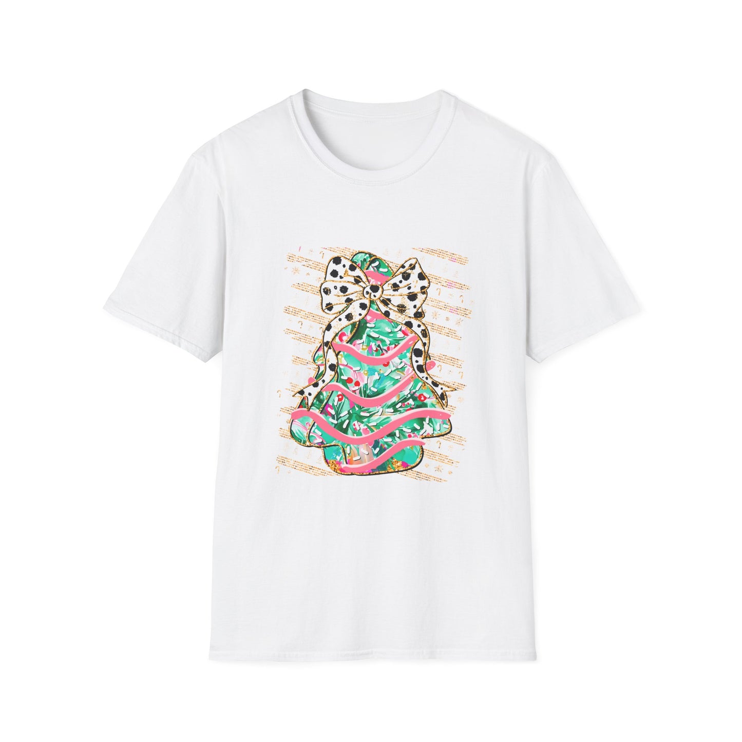 Christmas Tree With Green Bow Softstyle T-Shirt